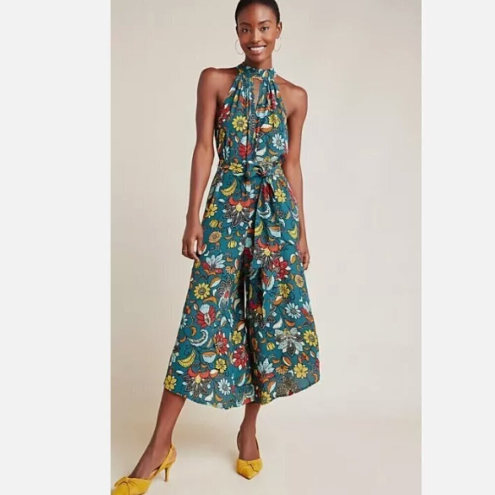 Anthropologie Geneva Halter Wide-Leg Jumpsuit Size  XS